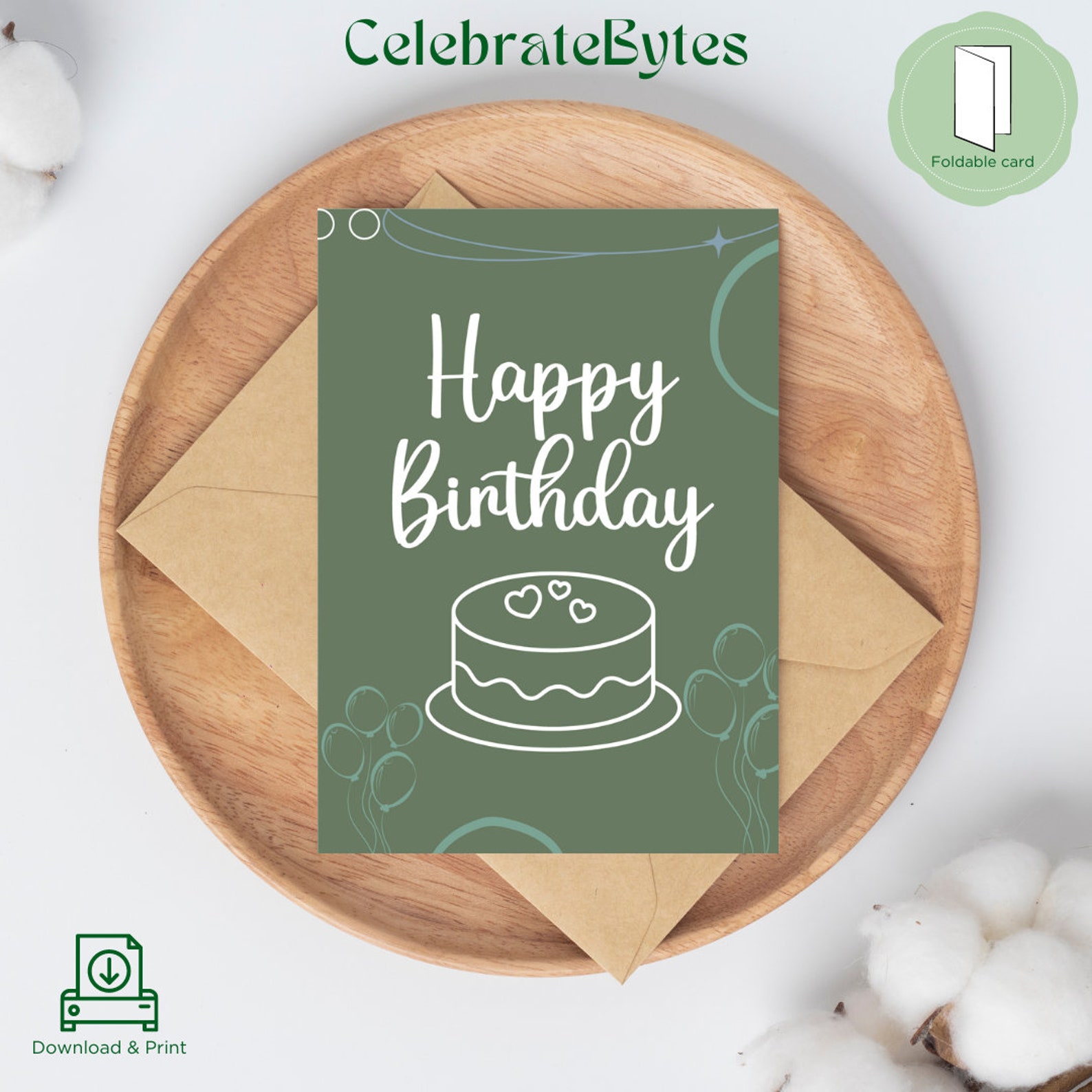 Printable Birthday Card Minimal Printable Card Digital Download ...