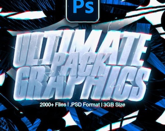 Stort Photoshop-grafikpaket | Över 1500 element | Bakgrund | Färgkorrigering | Miniatyrbilder | 3D-former