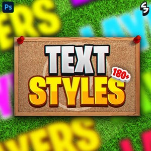 Puede incluir: Un corcho con las palabras "TEXT STYLES" en blanco y amarillo, y "180+" en un círculo rojo. El tablero está enmarcado en madera y sujeto con chinchetas rojas. El fondo es hierba verde con texto borroso.