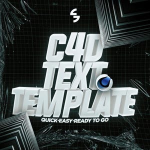 Peut inclure: Un modèle de texte 3D pour Cinema 4D, avec les mots "C4D TEXT TEMPLATE" en blanc, sur un fond noir avec un motif de grille. Le texte est dans une police de caractères audacieuse et futuriste. Les mots "QUICK-EASY-READY TO GO" sont en dessous du texte dans une police plus petite.