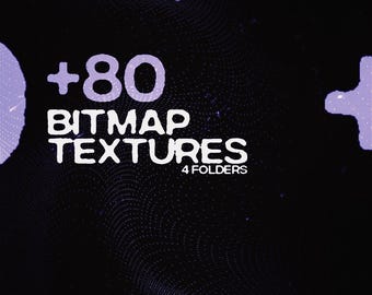 May include: A digital graphic with the text "+80 BITMAP TEXTURES" in white, with "4 FOLDERS" below. The background is dark purple with a dotted pattern and a light purple shape on the left. The logo "gstaik" is at the bottom.