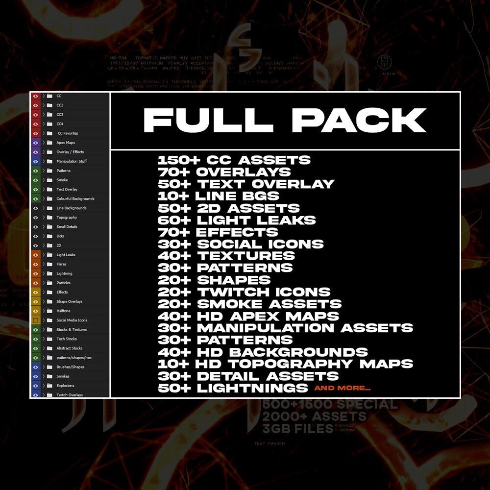 HUGE 1500+ Graphics Pack | Photoshop Assets | Organized Files | Texture ...