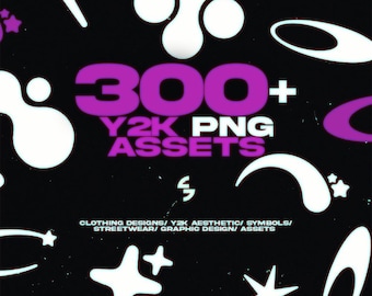 300+ Y2K Futuristic Elements | Streetwear Icons | Minimal Y2K Vector Assets | Apparel Creative Projects