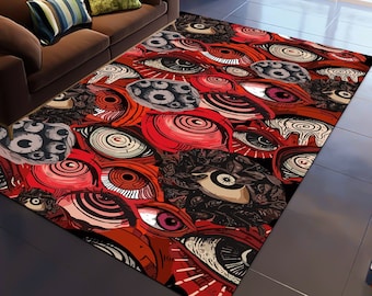 Eye Pattern\Horror Scare Eye Rug\Gothic Area Rug\Red Rug\Soul Rug\Fear Rug\Decor Rug\Personalized Gift\Aesthetic Rug\Fantastic Rug