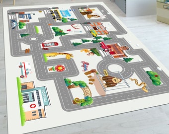 Tapijt speelkamer stadsplattegrond, kinderkamerdecoratie