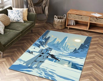 Tappeto di Star Wars, decorazione per pavimenti ispirata a personaggi famosi, tappeto cinematografico con pianeta innevato, tappeto moderno per sala giochi.