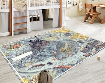Wizardy Carpet,Witchcraft Kids Room Rug,Harry Map Rug,Magic Floor Mat,Child Room Rug,Kids Player Mat,Area Rug,Modern Rug,Popular Movie Rug