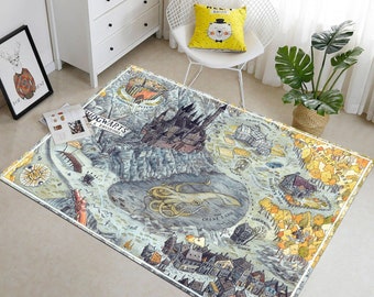 Map Rug, Wizardry Carpet, Popular Movie Rug,  Kids Room Rug, Magic Floor Mat, Child Room Rug, Kids Player Mat, Area Rug, Modern Rug