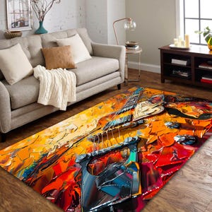Violin Rug, Violin Instrument Rug, Music room rug, Fine Art Violin Rug, Unique Gift for Music Lovers Mat, Saloon area rug, Custom rug,