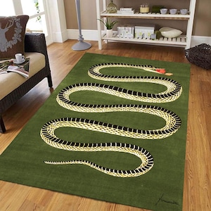 Tapete com estampa de cobra, tapetes de cobra, tapetes verdes, tapete de animal, tapete de entrada, tapete de sala de estar, tapete de salão, tapete moderno, tapete estético, tapete minimalista