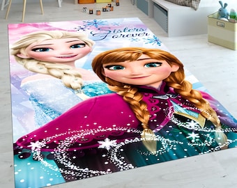 Tappeto a tema Elsa e Anna, tappeto per cameretta, regalo per bambina