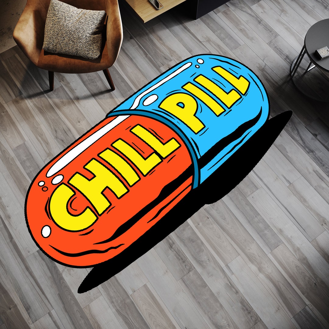 Chill Pill Rug, Colourful Rugs,red and Blue Rug, Personalized Rug ...