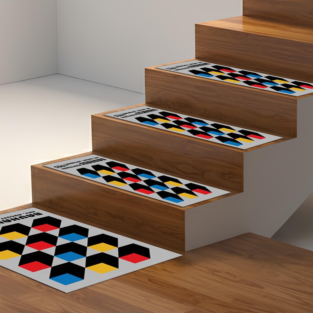 Isometry Rug Bauhaus Isometric Cube Stair Rugs, Modernist Geometric Carpet, Primary ...