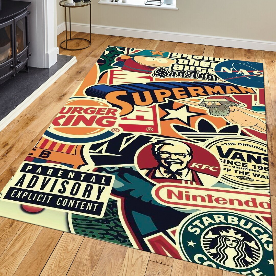 Logo Pattern Rug Popular Logos, Popular Rug, Living Room Decor, Home Decor Carpet ...