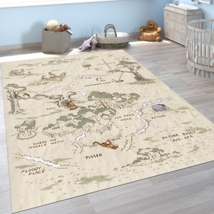 Winnie Puuh Teppich, Karte für Kinder, Kinderzimmer Teppich, Kinderzimmer Dekor, Kinderzimmer Teppich, Cartoon Teppich, Kinder Spielteppich, Cooler Teppich, Bereich,Wollteppich
