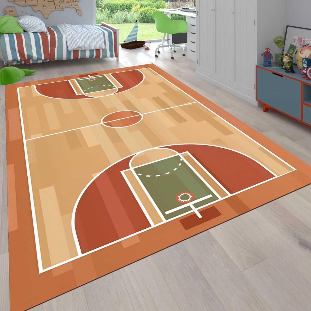 Basketball Rug, Basketball Court Rug, Boys Room Rug, Home Decor Rug
