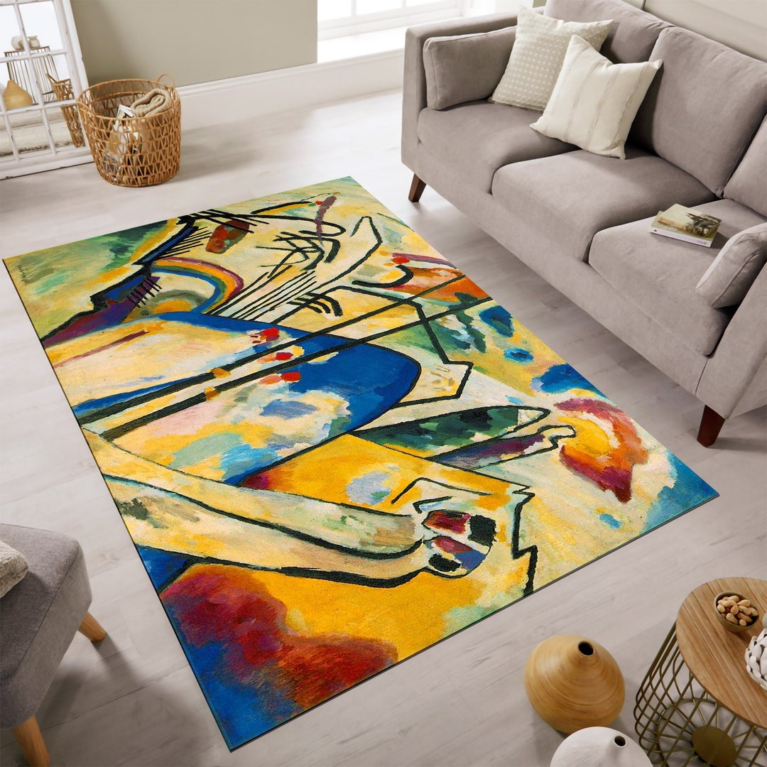Abstract Art Rug, Modern Cotton Area Rug, for Livingroom Bedroom Carpet ...