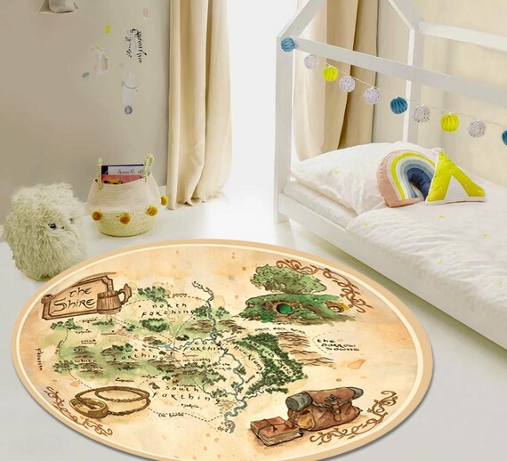 Lord of the Ring Map,Middle Earth Map,Round Map Rug,Modern rug,Kidsroom rug,Popular Movie Rug,Fantastic Rug,Map Rug,Antique Map Rug