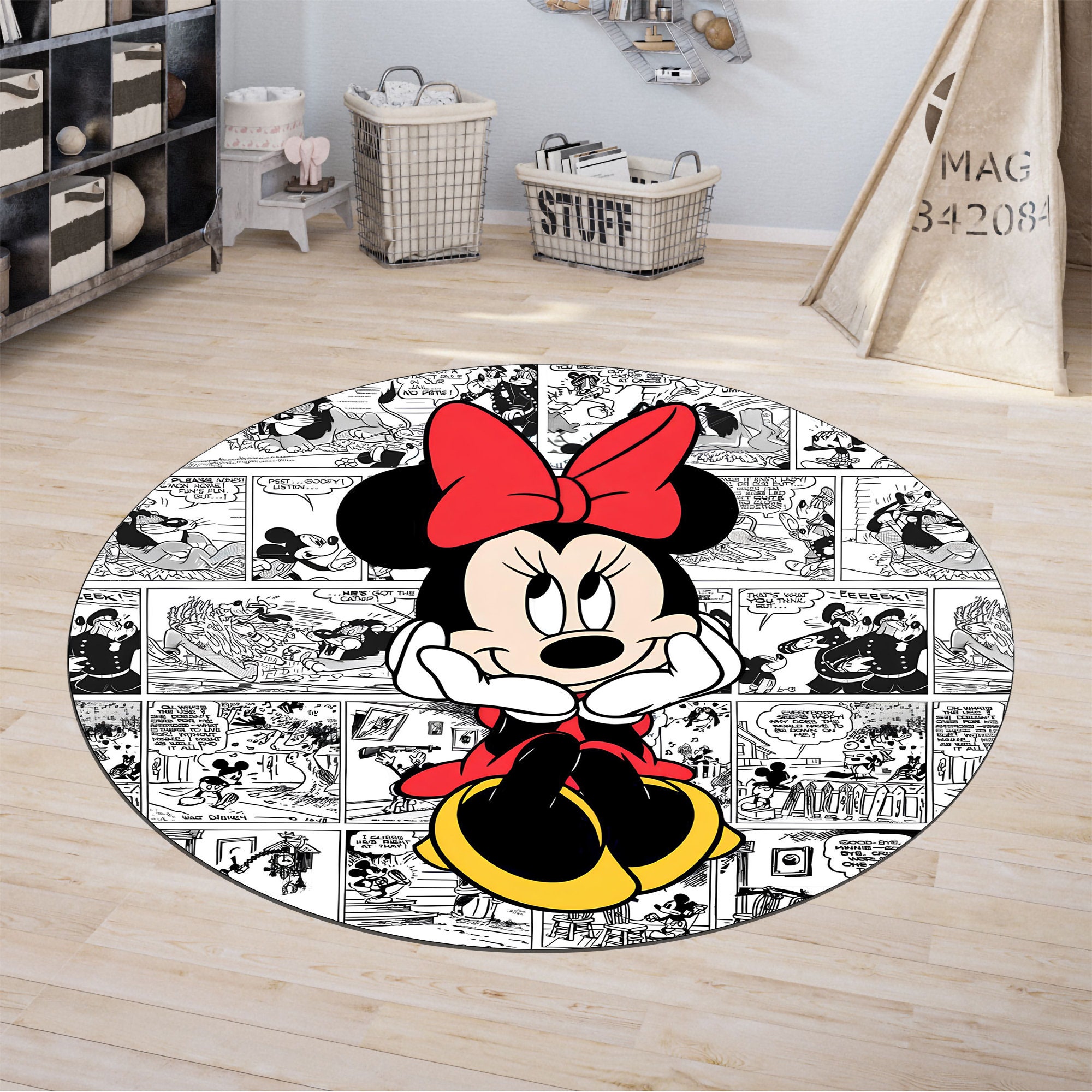 Minnie Mouse Rug\Pink Mouse Rug\Round Rug\Kids Room Rug sold by Narrative  Maddy, SKU 114455002