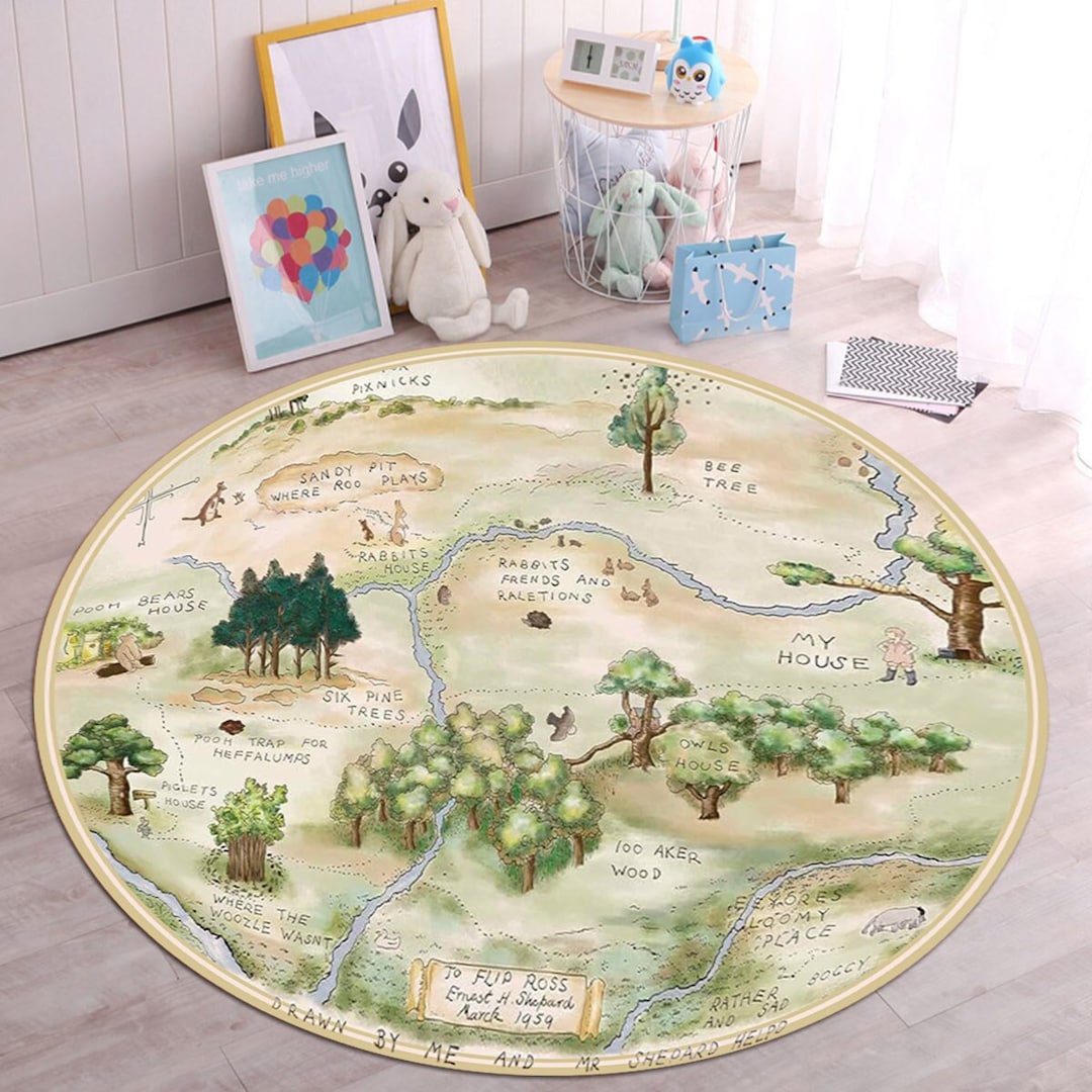 Winnie the Pooh Rug,characters Rug,cute Round Rug,cartoon Rug,kids Room ...