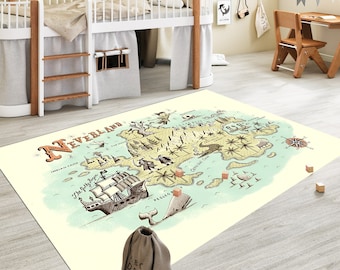 Neverland-kaarttapijt: speelmat voor kinderen, kinderkamerdecoratie