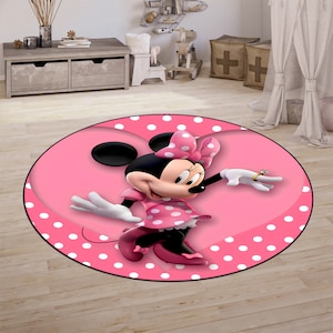 Minnie Maus Teppich,Rosa Maus Teppich,Runder Teppich,Kinderzimmer Teppich,Babyzimmer Dekor,Beliebter Teppich,Kindergarten,Geschenk für Kinder,rutschfester Teppich
