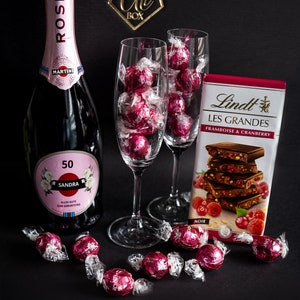 Geschenkdoos met persoonlijke Etikett Martini Rose Prosecco