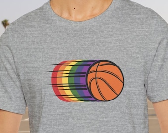 Pride Basketball T-Shirt: LGBTQ Rainbow Graphic Tee