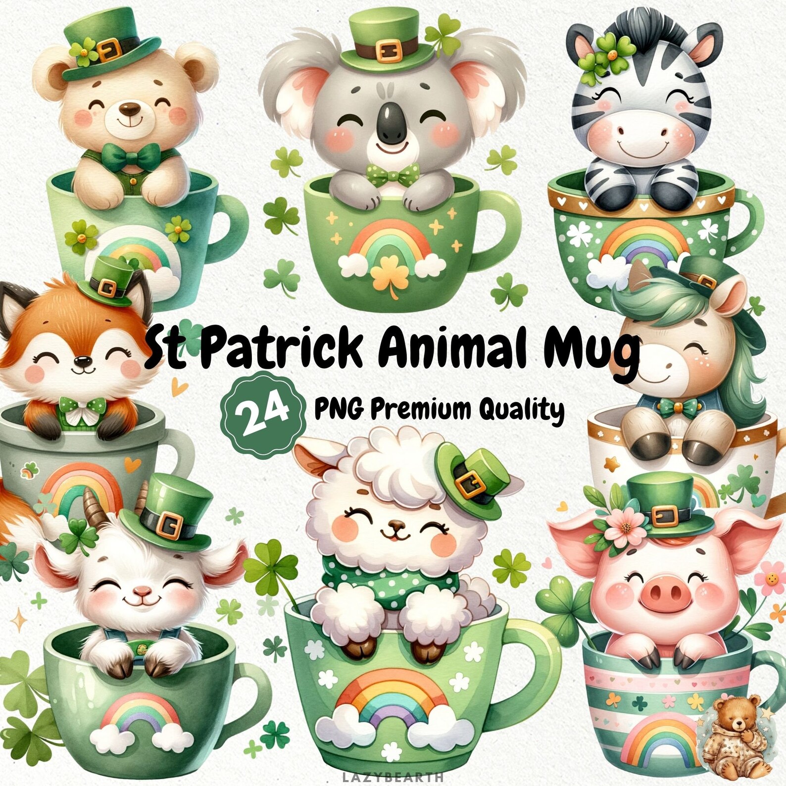 St Patrick Animal Mug, 24 Cute St Patrick Animal PNG Clipart, Cute ...