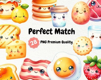 Perfect Match Food, 28 Perfect Match Kawaii Food PNG Clipart, Food Pair, Cute Food Clipart, Best Friend Clipart, Kawaii Food Clipart