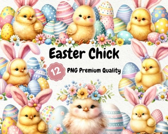 Easter Chick, 12 Cute Easter Chick PNG Clipart, Easter Clipart, Spring Clipart, Chick Clipart, Cute Spring Chick, Cute Chick Clipart
