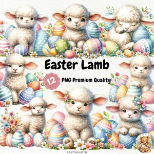 Easter Lamb, 12 Cute Easter Lamb PNG Clipart, Easter Clipart, Easter Lamb PNG, Easter Lamb Decor, Spring Clipart, Cute Lamb Art, Easter Gift