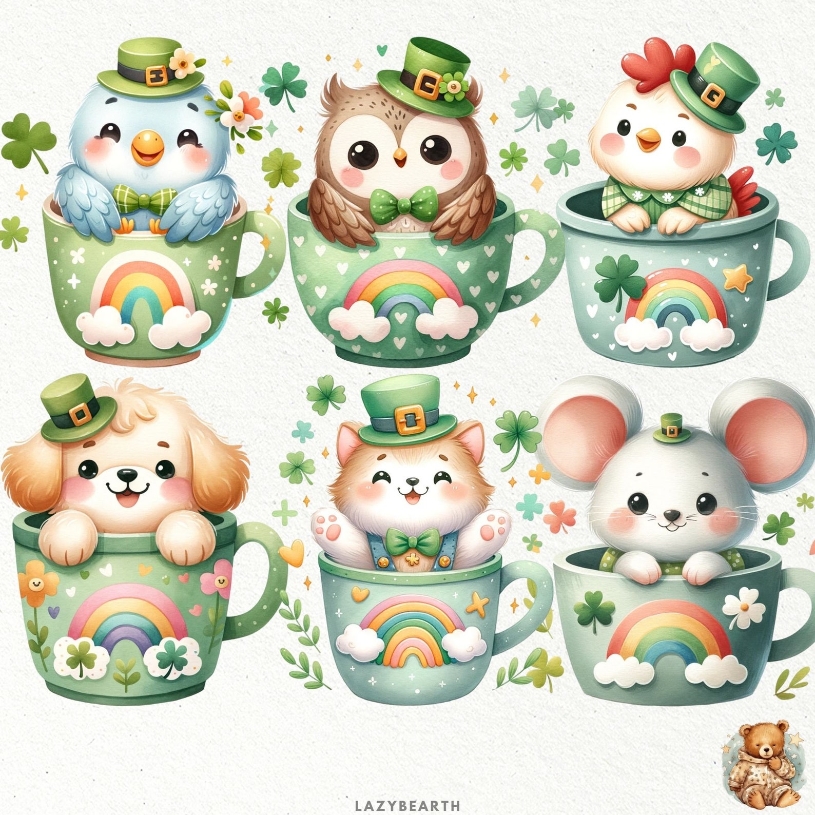 St Patrick Animal Mug, 24 Cute St Patrick Animal PNG Clipart, Cute ...