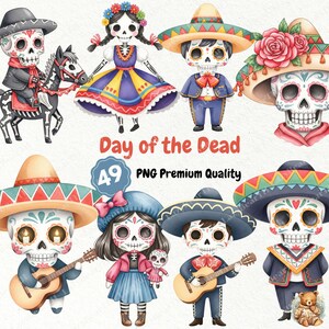 Day of the Dead Clipart, 49 Dia de Muertos PNG, Mexican Halloween PNG, Sugar Skull Clipart | Mexican Holiday Clip Art Set Digital Download