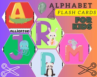 Cartes flash alphabet aquarelle de A à Z | Flashcards ABC pour enfants | Apprentissage du préscolaire et de la maternelle | Alphabétisation précoce | PDF imprimable