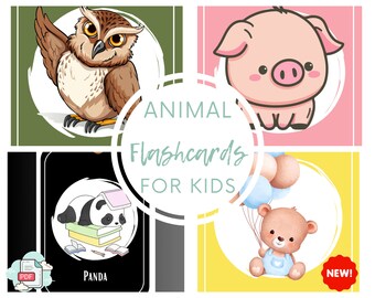 Cartes-éclair d'animaux à l'aquarelle : apprentissage Montessori pour les tout-petits (PDF)