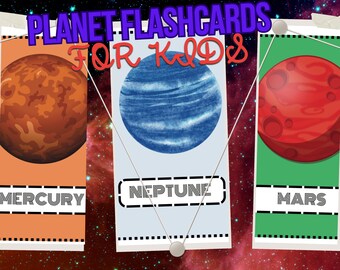 Cartes-éclair de la planète pour enfants | Cartes du système solaire Montessori imprimables PDF | Activité dans l'espace pour les enfants d'âge préscolaire et l'école à la maison | Téléchargement instantané