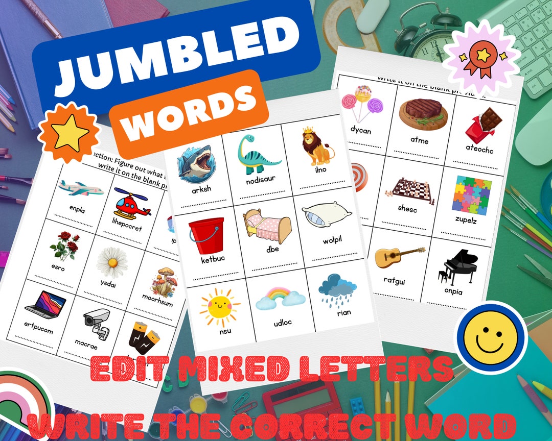 7 Page Jumbled Word Exercise, Find Word Worksheets,preschool Worksheets ...