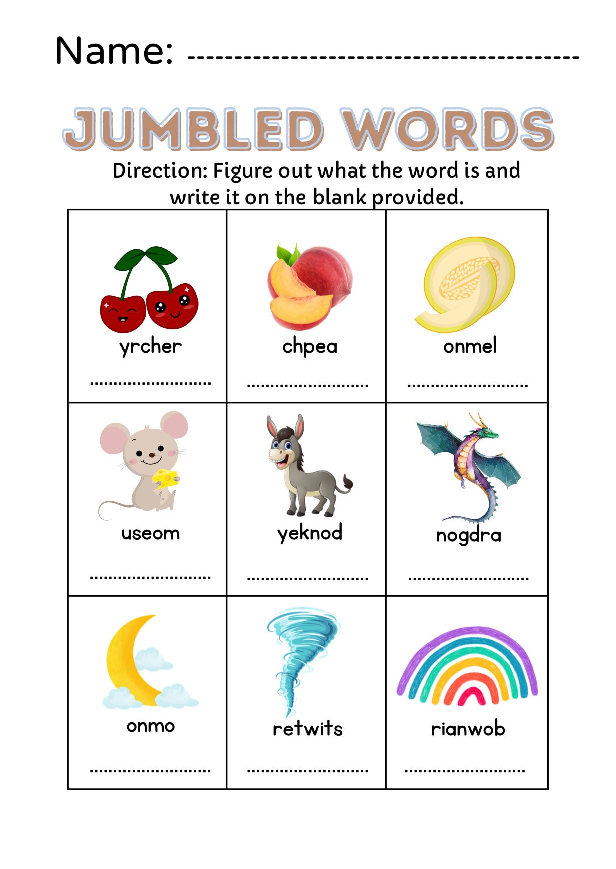 7 Page Jumbled Word Exercise, Find Word Worksheets,preschool Worksheets ...