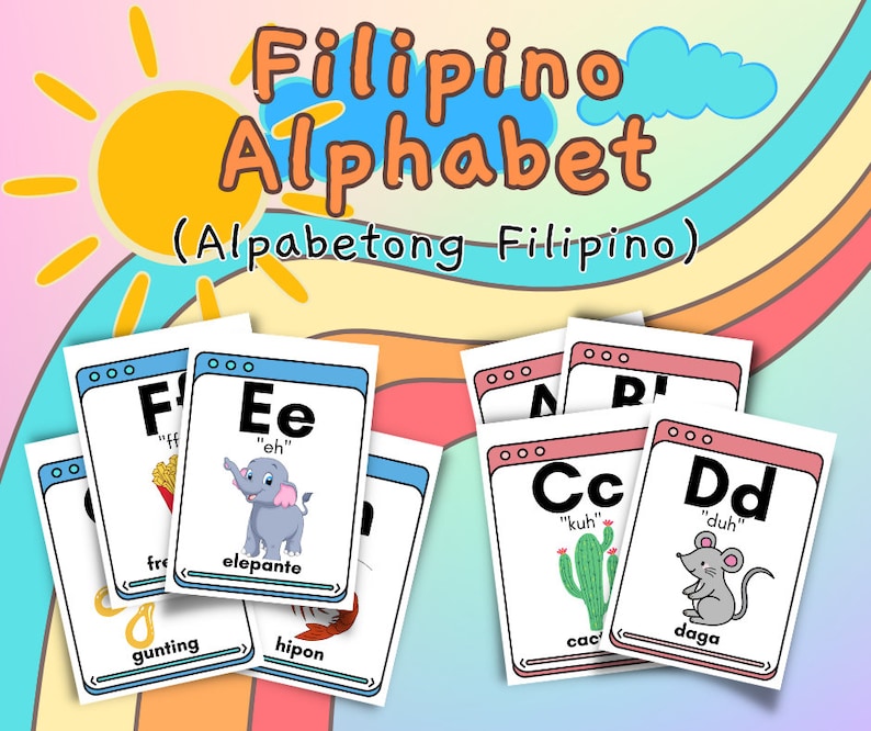 Filipino Alphabet alpabetong Filipino Digital Flashcards Etsy