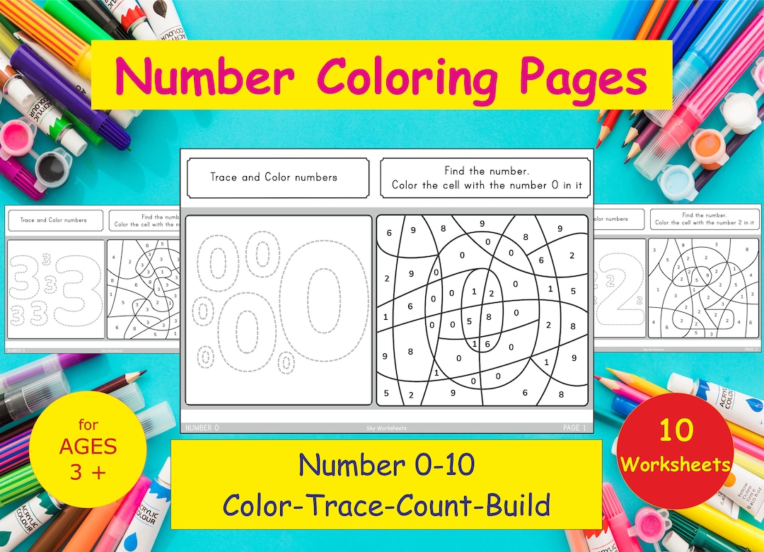 Number Coloring Pages Preschool Activity Kindergarten Etsy