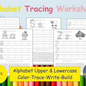 Alphabet Practice Worksheets for Kids - Learn to Write and Trace Alphabet Letters A to Z - Fun and Educational