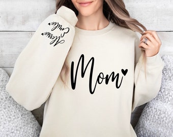 Sweatshirt l Mom l Mama l Geschenk l Name l personalisiert l Kindernamen l Ärmel l Sleeve l Sweater l Pullover l Baby l Kind