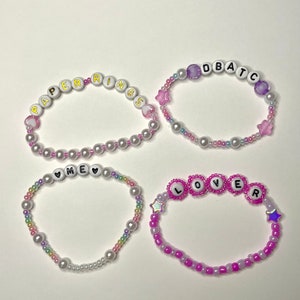 Cute Unique Aesthetic Eras Tour Bracelets for Swifties Personalized Lyrics Name Song Title Bracelet