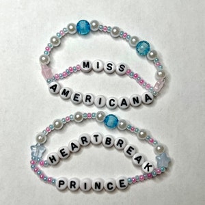 Cute Swiftie Friendship Bracelet Set Pairs for Friends Family Couples Duos Miss Americana Heartbreak Prince