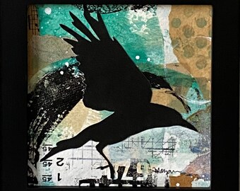 Black Bird #2 Framed Original Collage