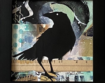 Black Bird #1 Framed Original Collage