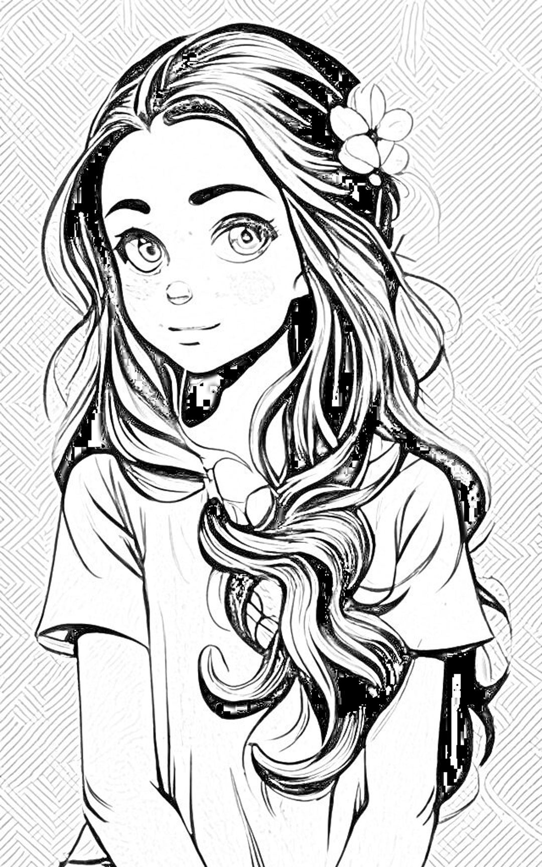 Digital Files and Coloring Page Cute Hawaii Girl Coloring Etsy