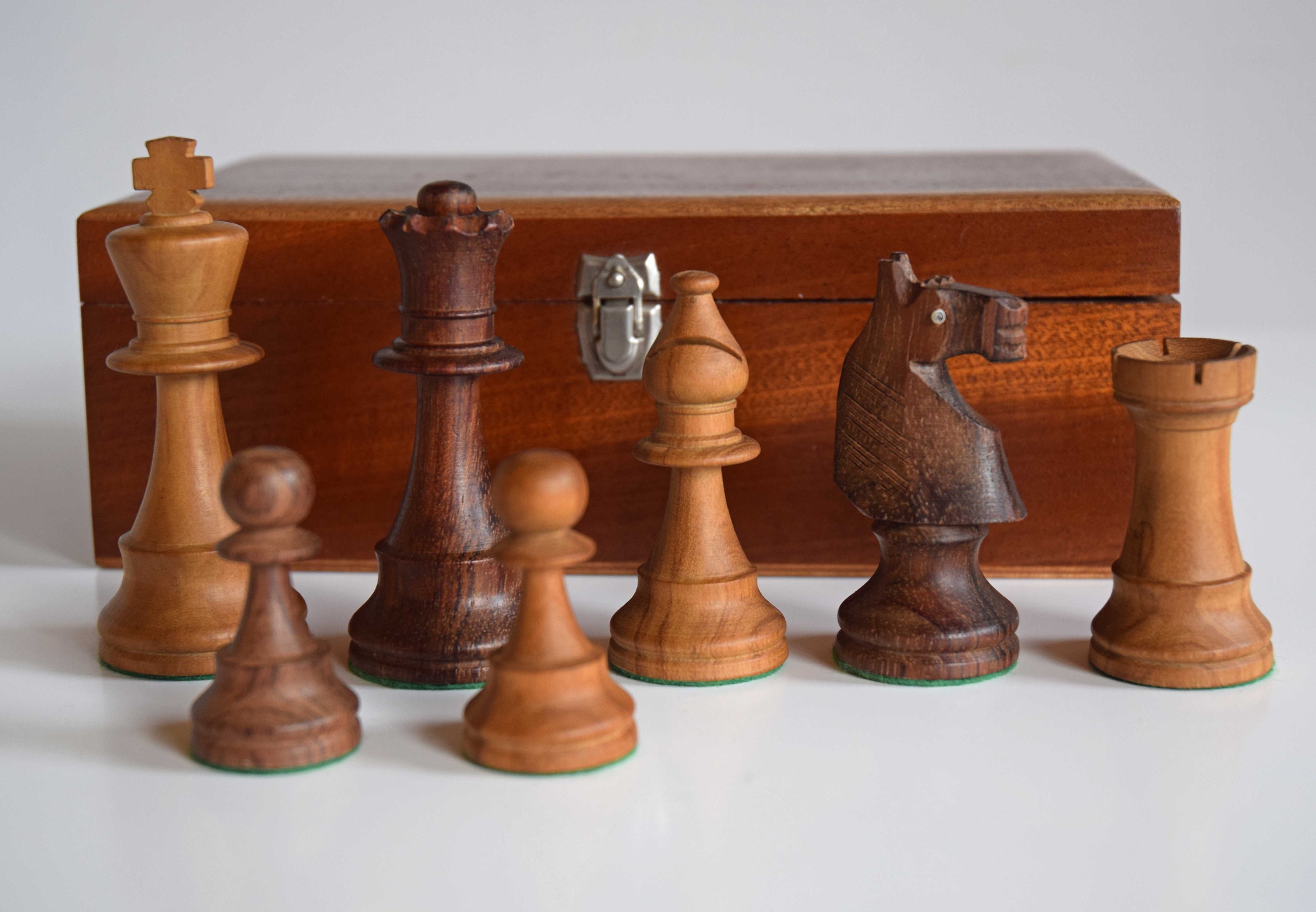  The Chess Empire-The French Lardy 3.75 Boxwood & Acacia  Staunton Wood Chess Pieces only Set : Toys & Games