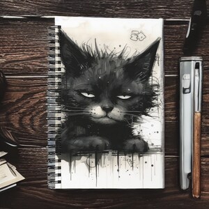 Notepad with cat motif, A5, scrapbook, scrapbook, diary, notebook, black and white, pencil sketch, gift, bullet journal